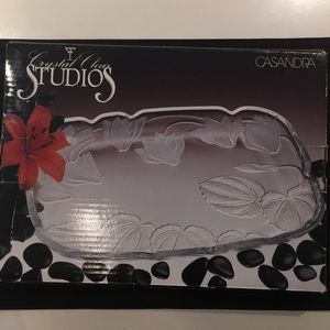 Crystal Clear Studios Floral Etched serving tray